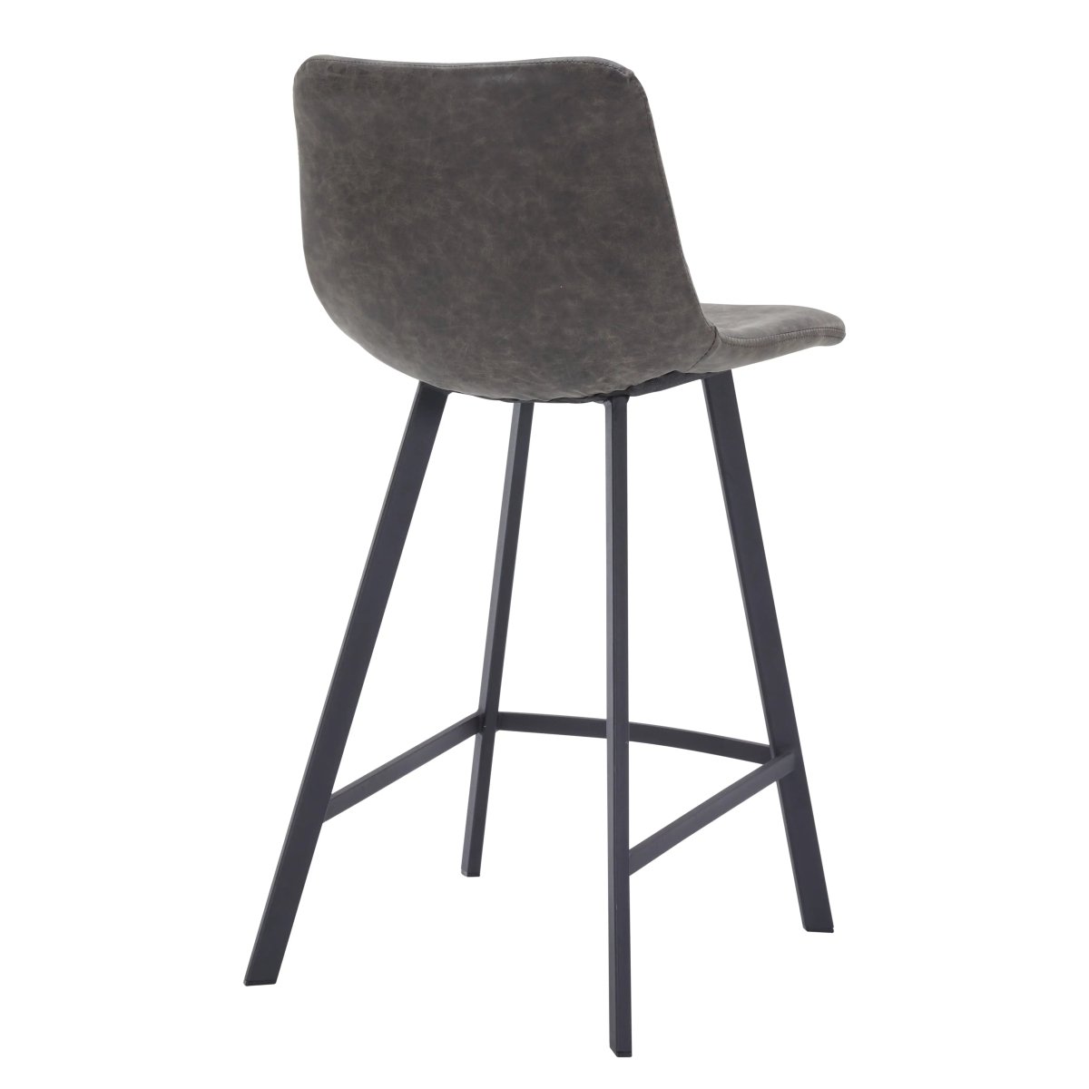 Elland Modern Upholstered Leather Bar Stool With Black Iron Legs & Footrest Set of 2