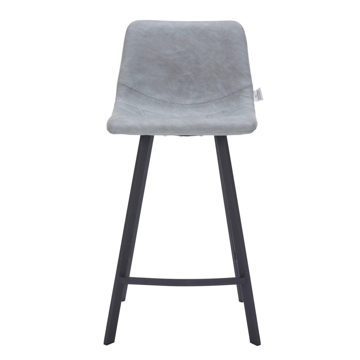 Elland Modern Upholstered Leather Bar Stool With Black Iron Legs & Footrest Set of 2
