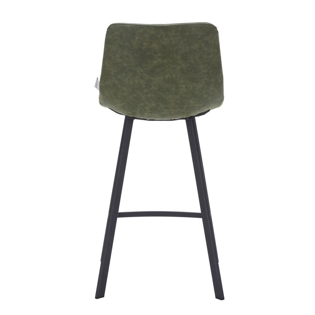 Elland Modern Upholstered Leather Bar Stool With Black Iron Legs & Footrest Set of 2
