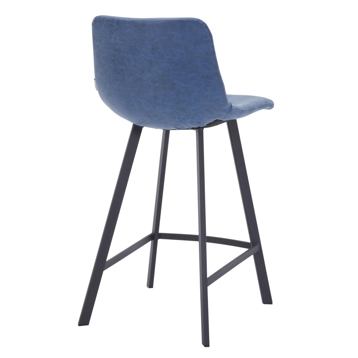 Elland Modern Upholstered Leather Bar Stool With Black Iron Legs & Footrest Set of 2