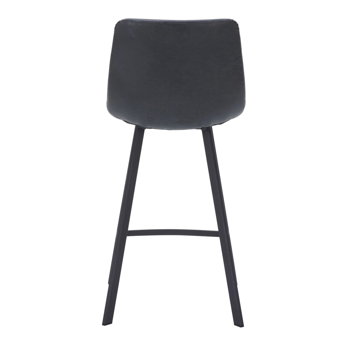 Elland Modern Upholstered Leather Bar Stool With Black Iron Legs & Footrest Set of 2