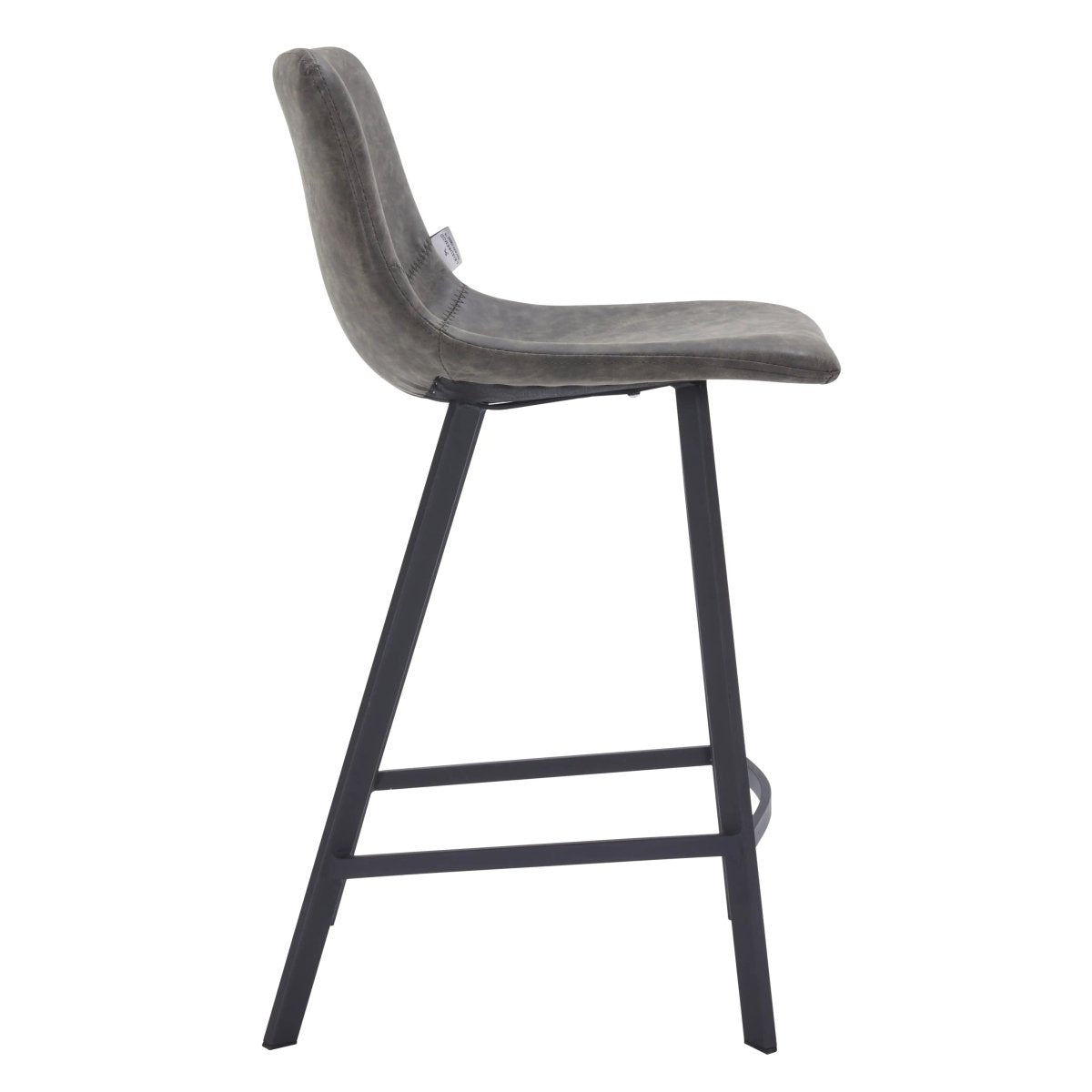 Elland Modern Upholstered Leather Bar Stool With Black Iron Legs & Footrest Set of 2