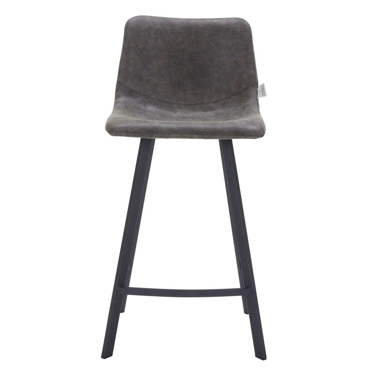 Elland Modern Upholstered Leather Bar Stool With Black Iron Legs & Footrest Set of 2