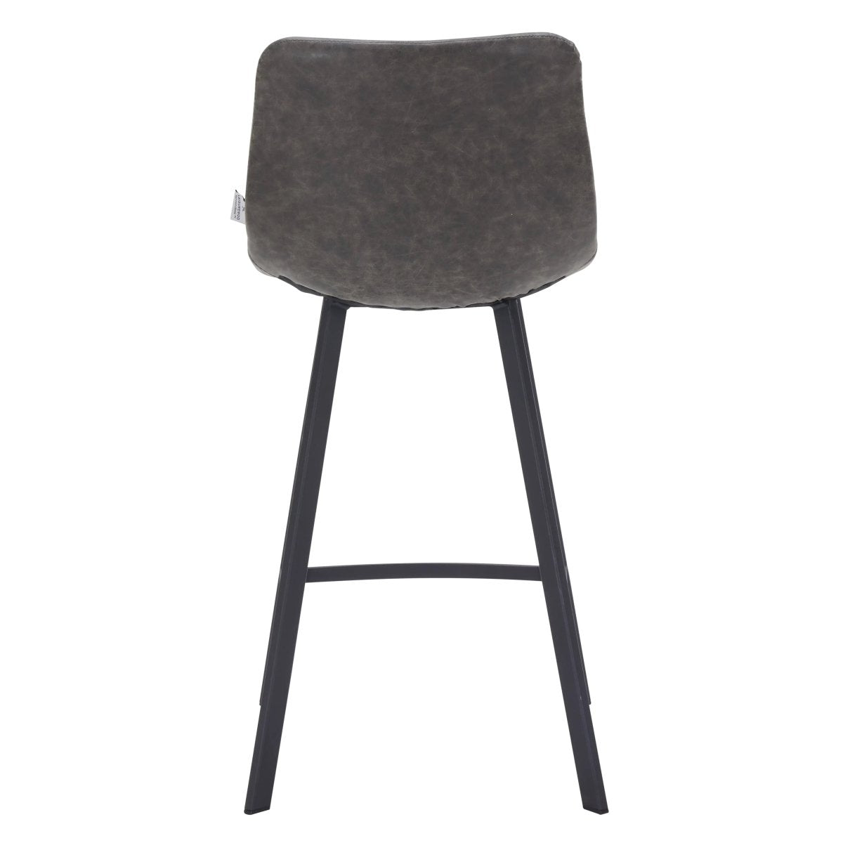Elland Modern Upholstered Leather Bar Stool With Black Iron Legs & Footrest Set of 2