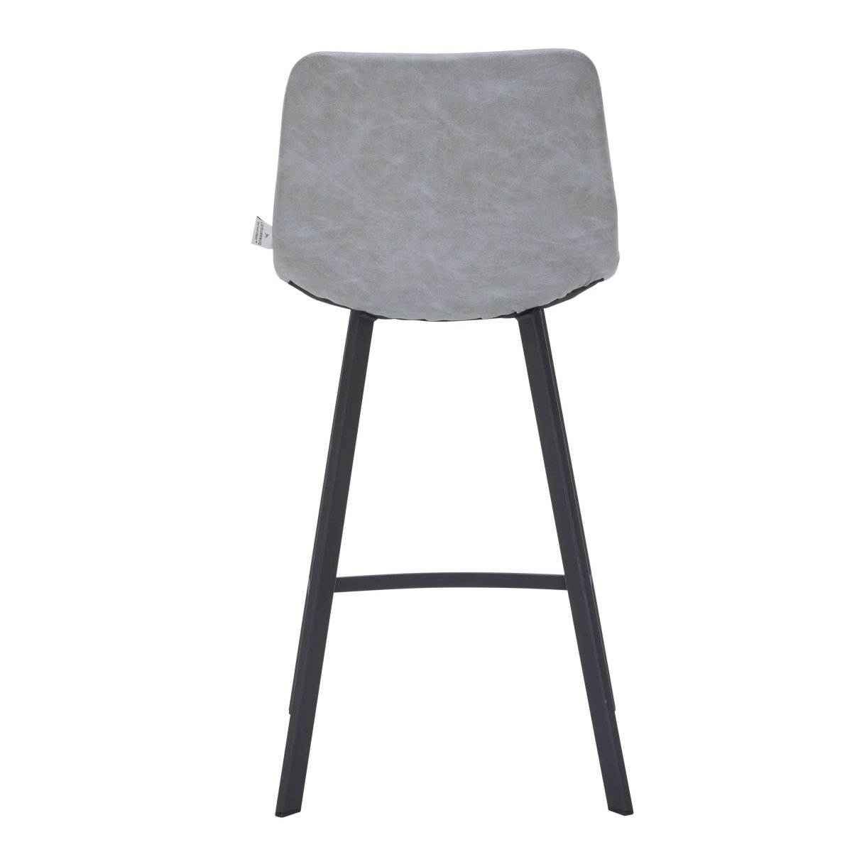 Elland Modern Upholstered Leather Bar Stool With Black Iron Legs & Footrest Set of 2