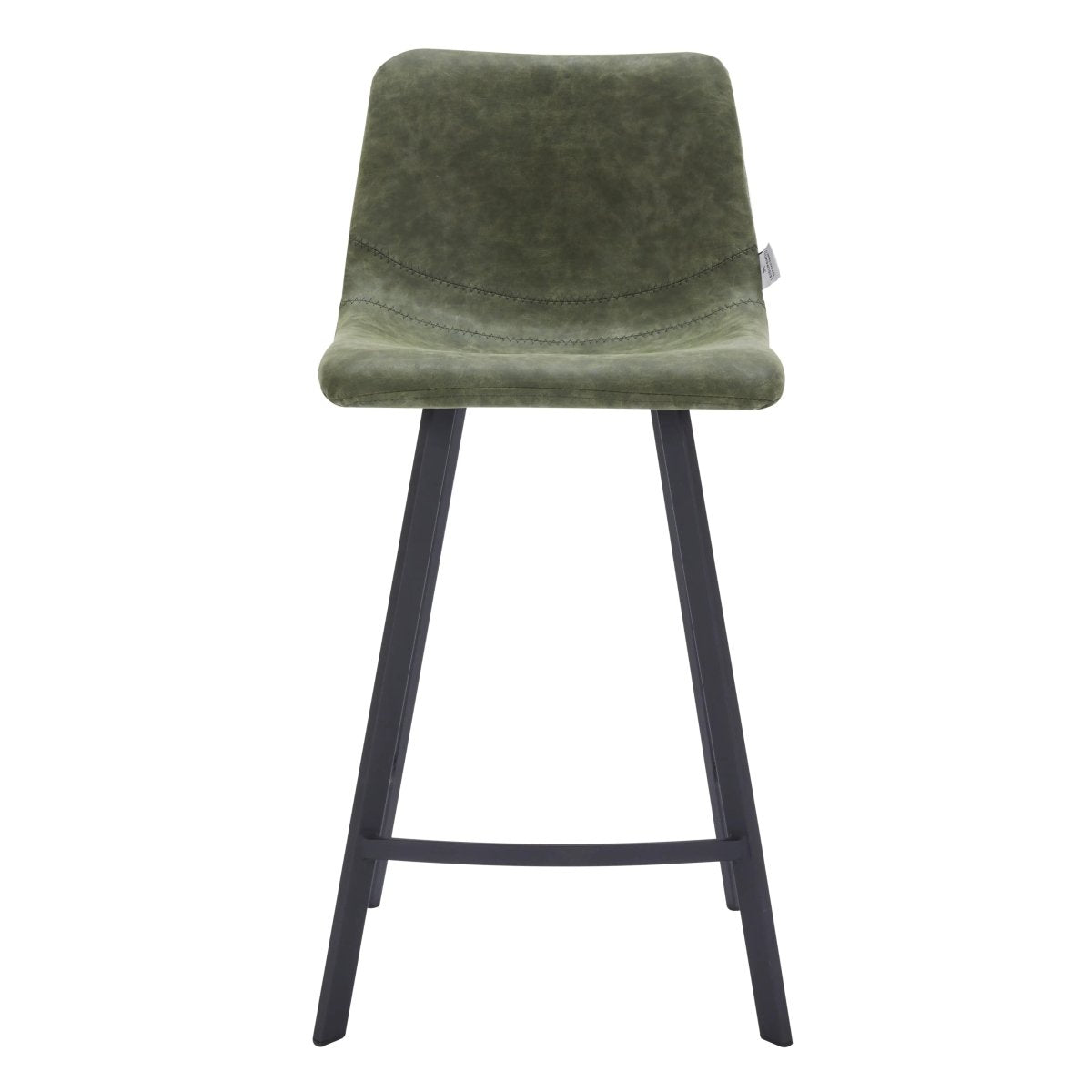 Elland Modern Upholstered Leather Bar Stool With Black Iron Legs & Footrest Set of 2