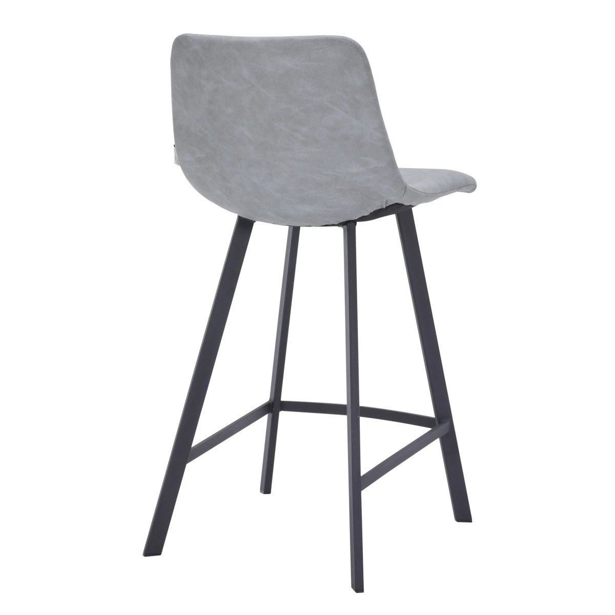 Elland Modern Upholstered Leather Bar Stool With Black Iron Legs & Footrest Set of 2
