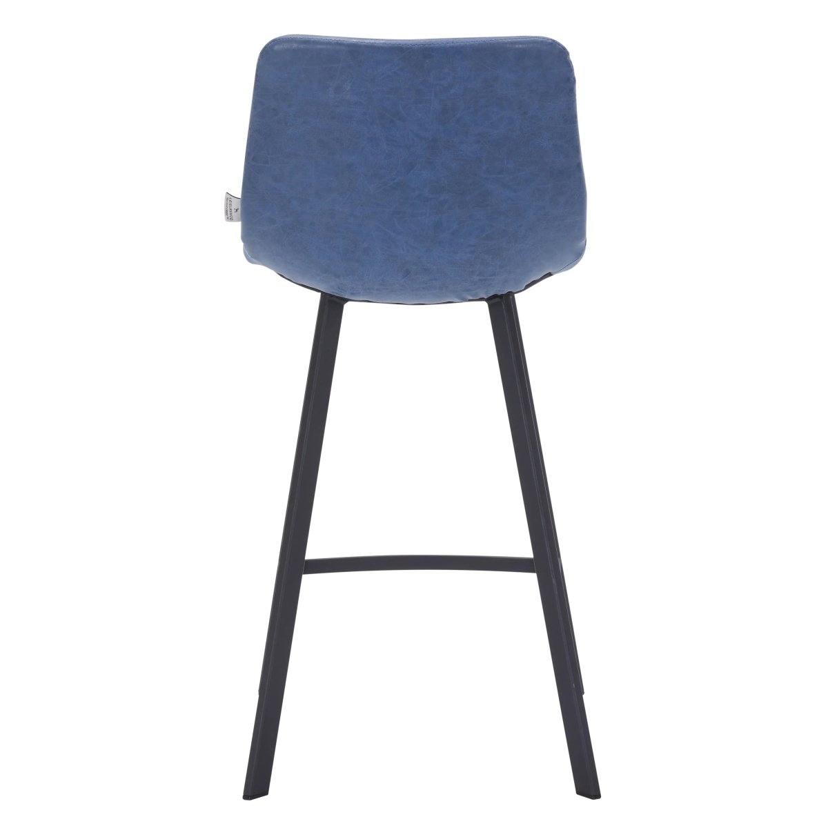 Elland Modern Upholstered Leather Bar Stool With Black Iron Legs & Footrest Set of 2