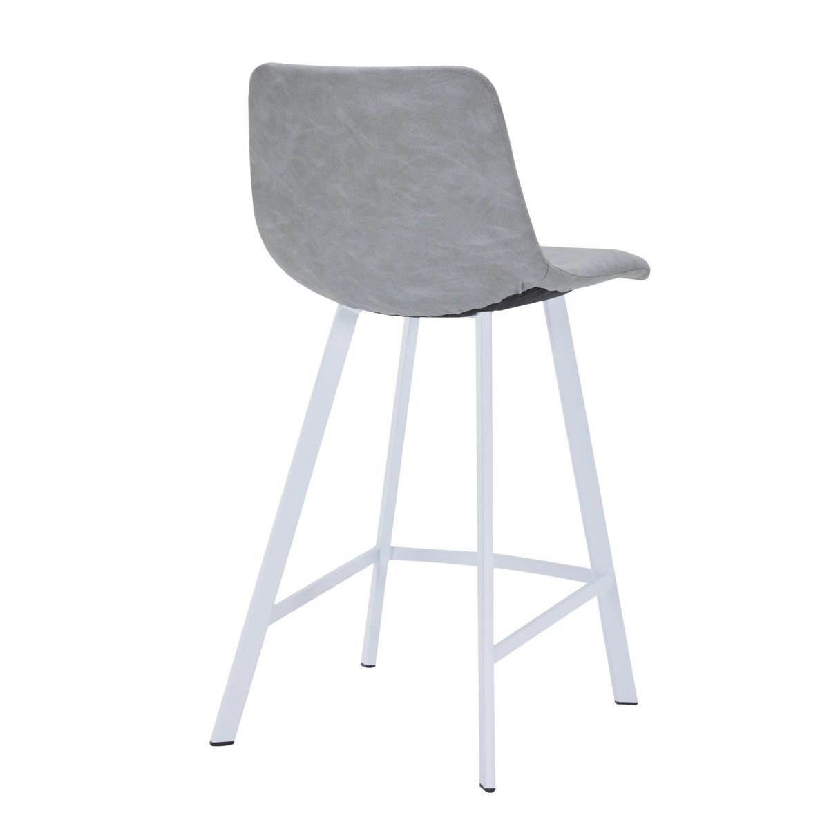 Elland Modern Upholstered Leather Bar Stool With White Iron Legs & Footrest Set of 2