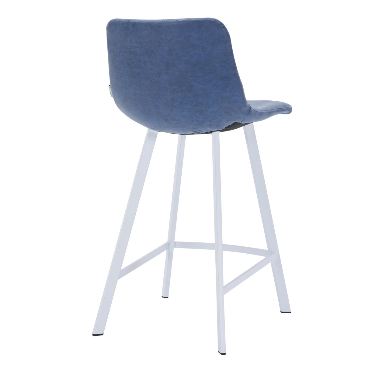 Elland Modern Upholstered Leather Bar Stool With White Iron Legs & Footrest Set of 2
