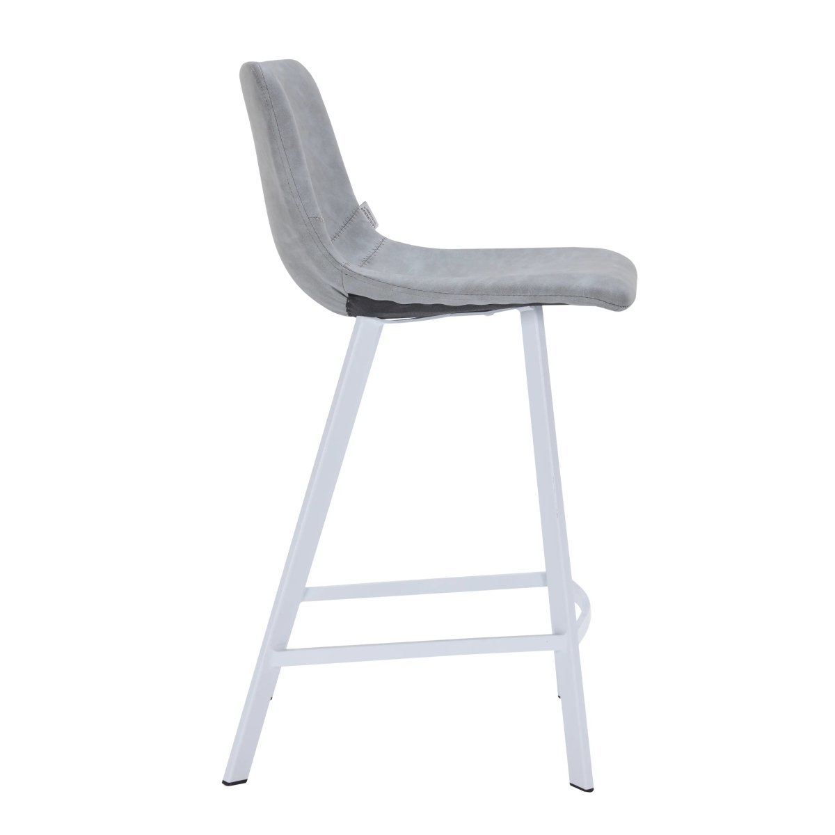 Elland Modern Upholstered Leather Bar Stool With White Iron Legs & Footrest Set of 2