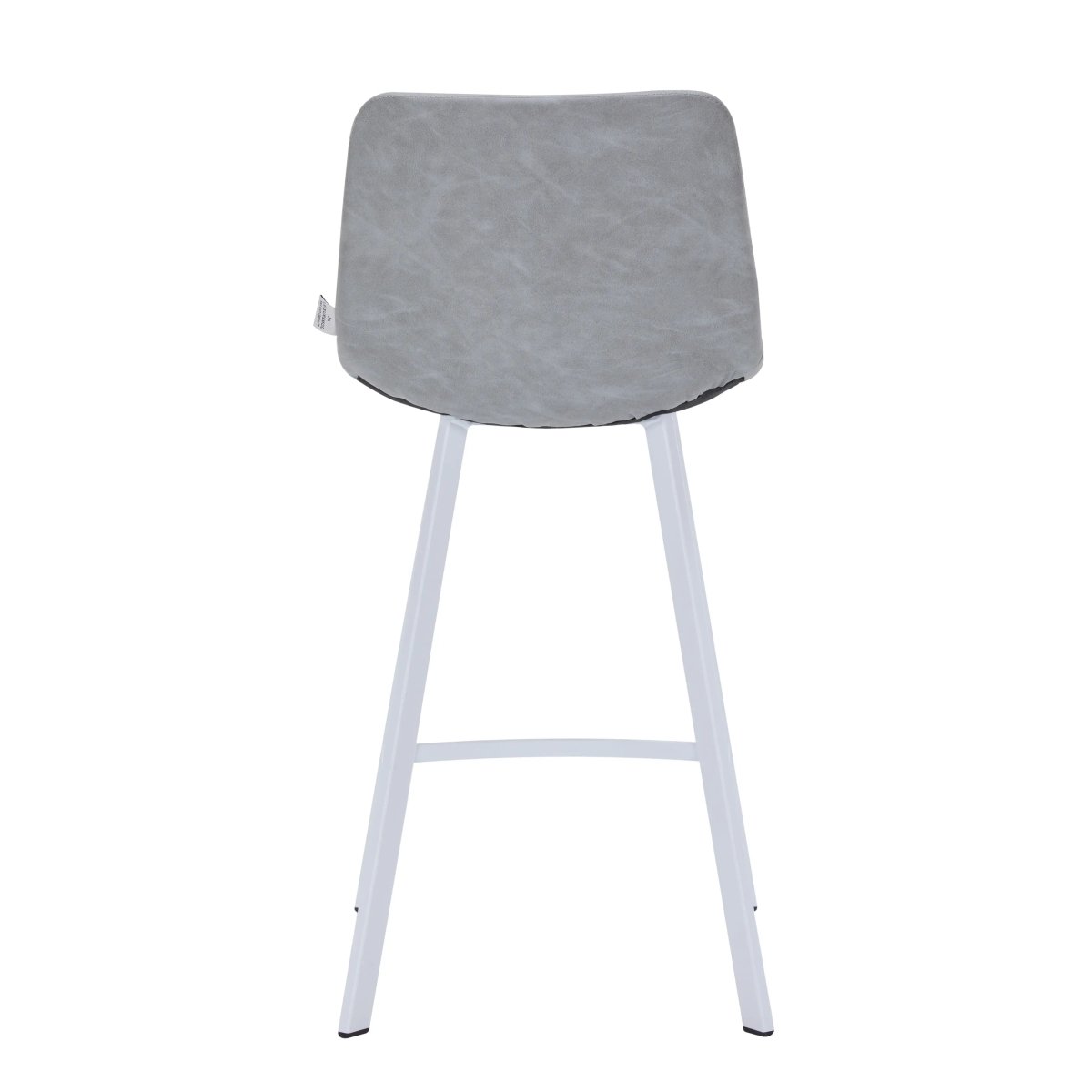 Elland Modern Upholstered Leather Bar Stool With White Iron Legs & Footrest Set of 2