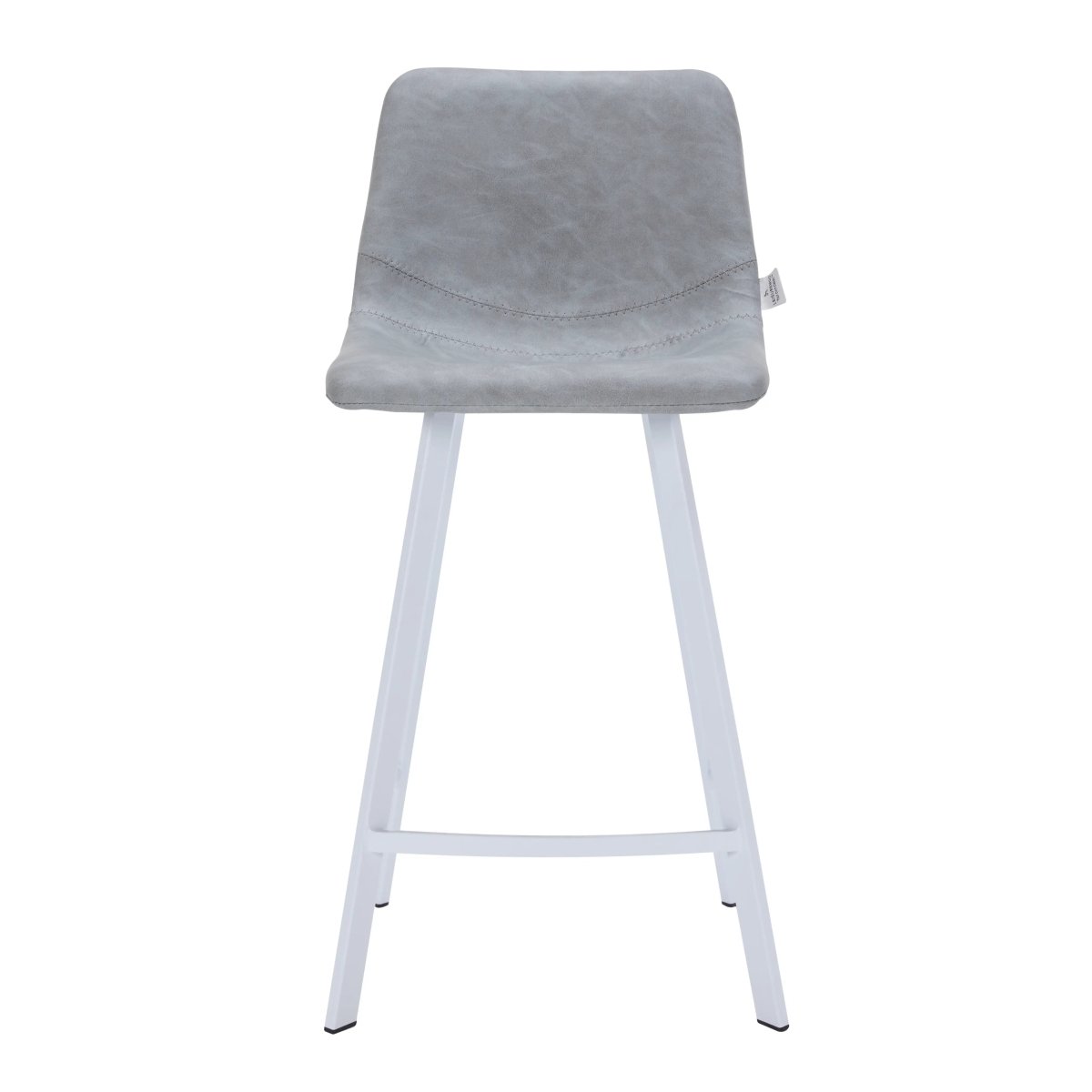 Elland Modern Upholstered Leather Bar Stool With White Iron Legs & Footrest Set of 2