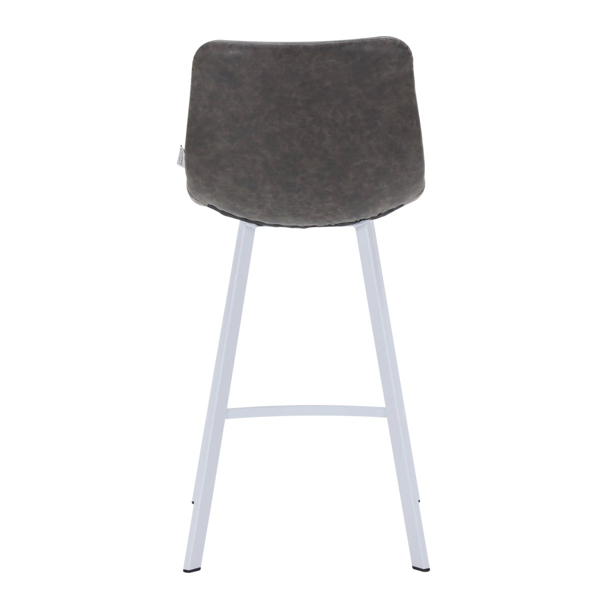 Elland Modern Upholstered Leather Bar Stool With White Iron Legs & Footrest Set of 2