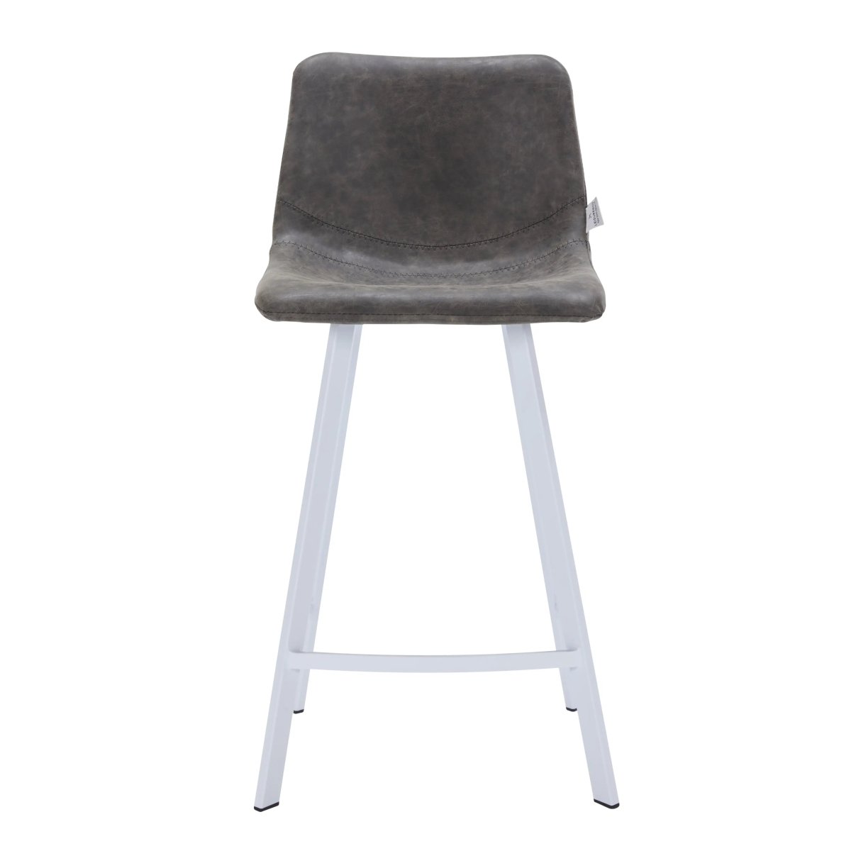 Elland Modern Upholstered Leather Bar Stool With White Iron Legs & Footrest Set of 2