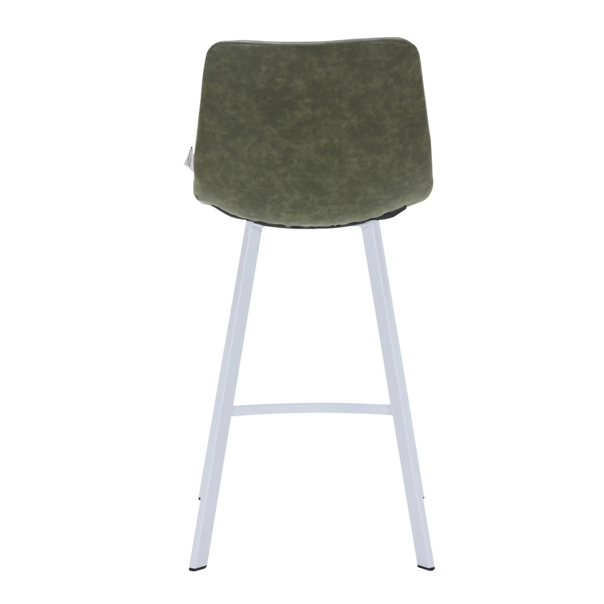 Elland Modern Upholstered Leather Bar Stool With White Iron Legs & Footrest Set of 2
