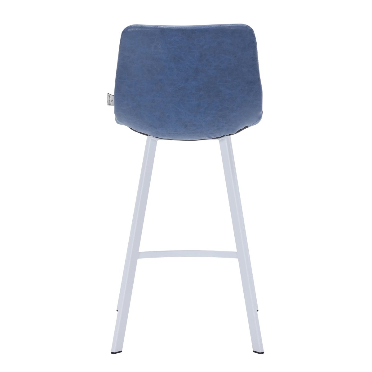 Elland Modern Upholstered Leather Bar Stool With White Iron Legs & Footrest Set of 2