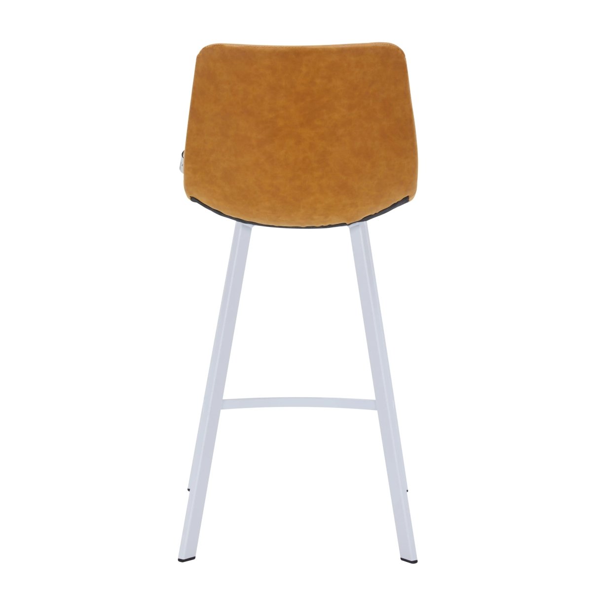 Elland Modern Upholstered Leather Bar Stool With White Iron Legs & Footrest Set of 2