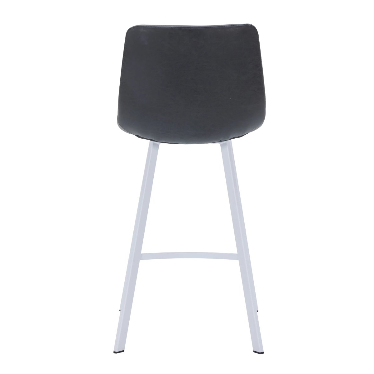 Elland Modern Upholstered Leather Bar Stool With White Iron Legs & Footrest Set of 2