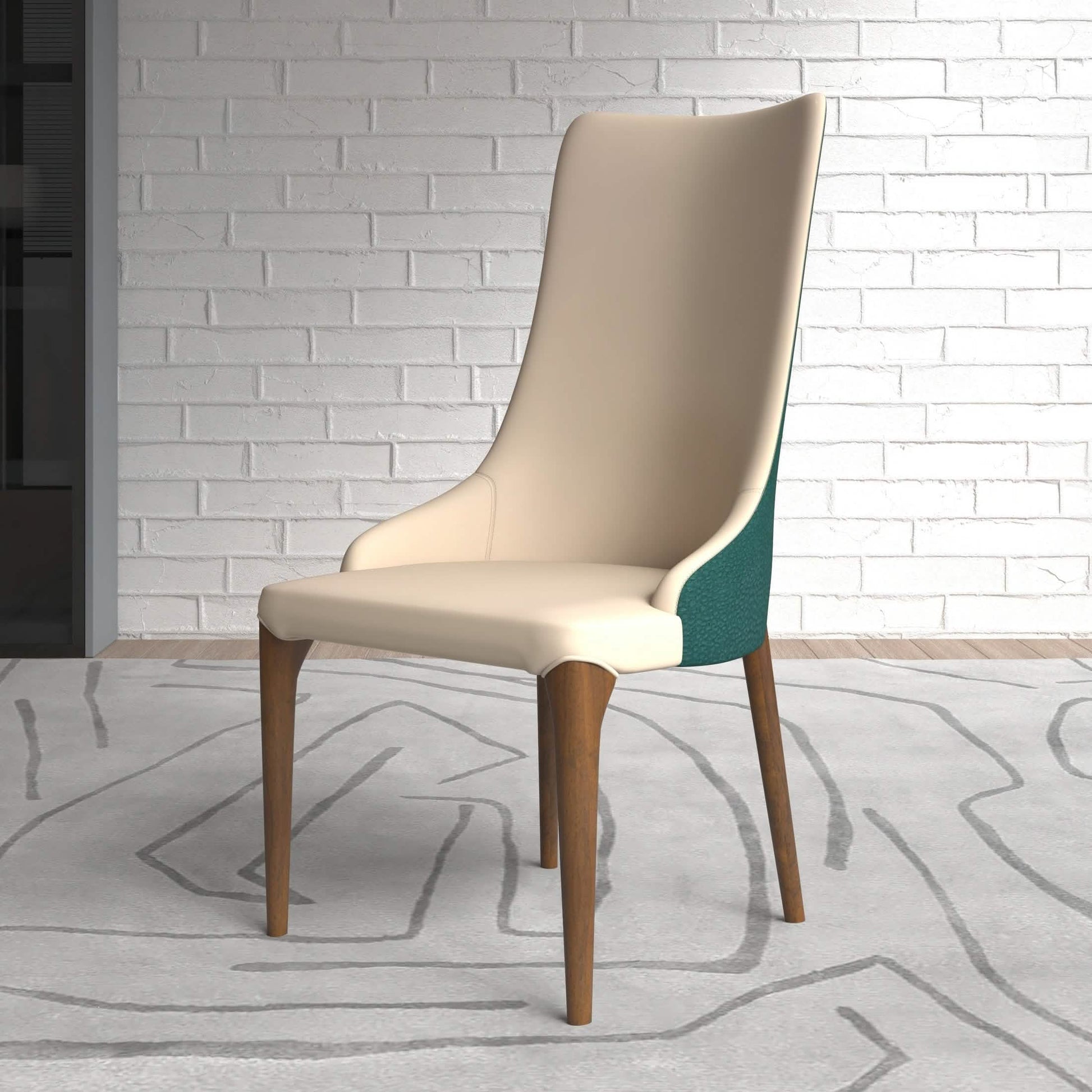 Elm Dining Chair with a Leather/Velvet Seat and a Two - Tone Color Design Backrest in Ash Wood