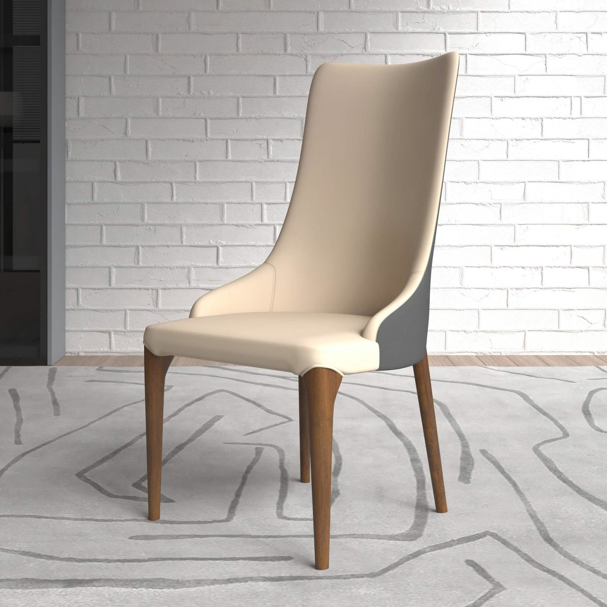 Elm Dining Chair with a Leather/Velvet Seat and a Two - Tone Color Design Backrest in Ash Wood