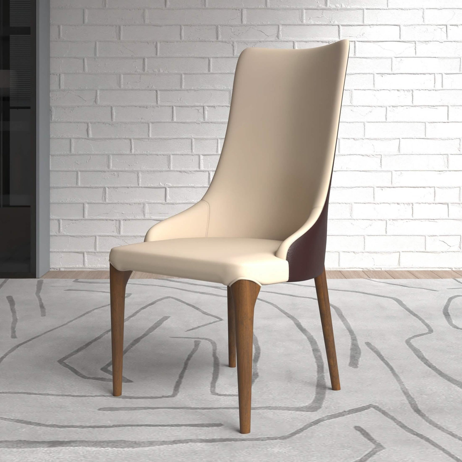 Elm Dining Chair with a Leather/Velvet Seat and a Two - Tone Color Design Backrest in Ash Wood