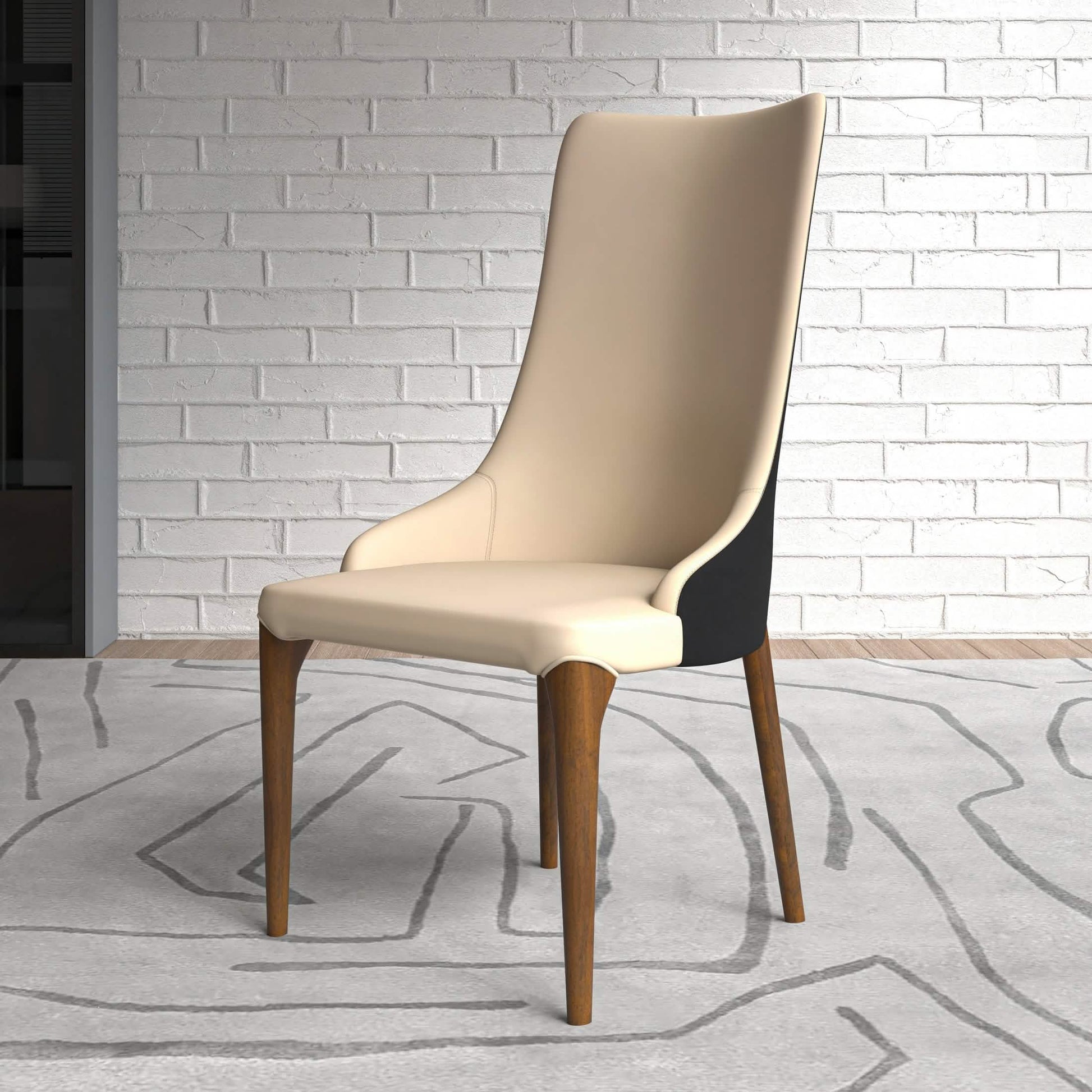 Elm Dining Chair with a Leather/Velvet Seat and a Two - Tone Color Design Backrest in Ash Wood