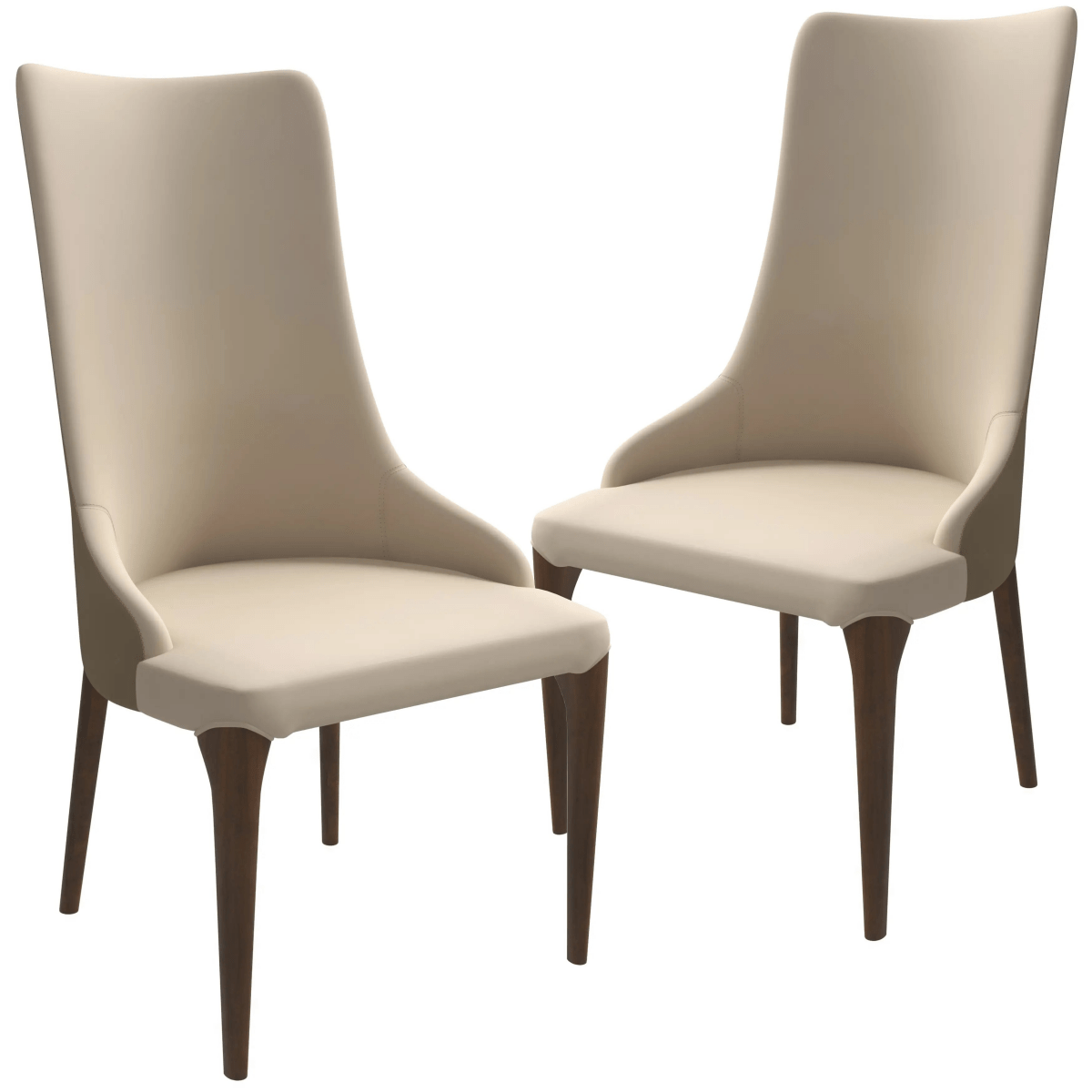 Elm Dining Chair with a Leather/Velvet Seat and a Two - Tone Color Design Backrest in Ash Wood Set of 2
