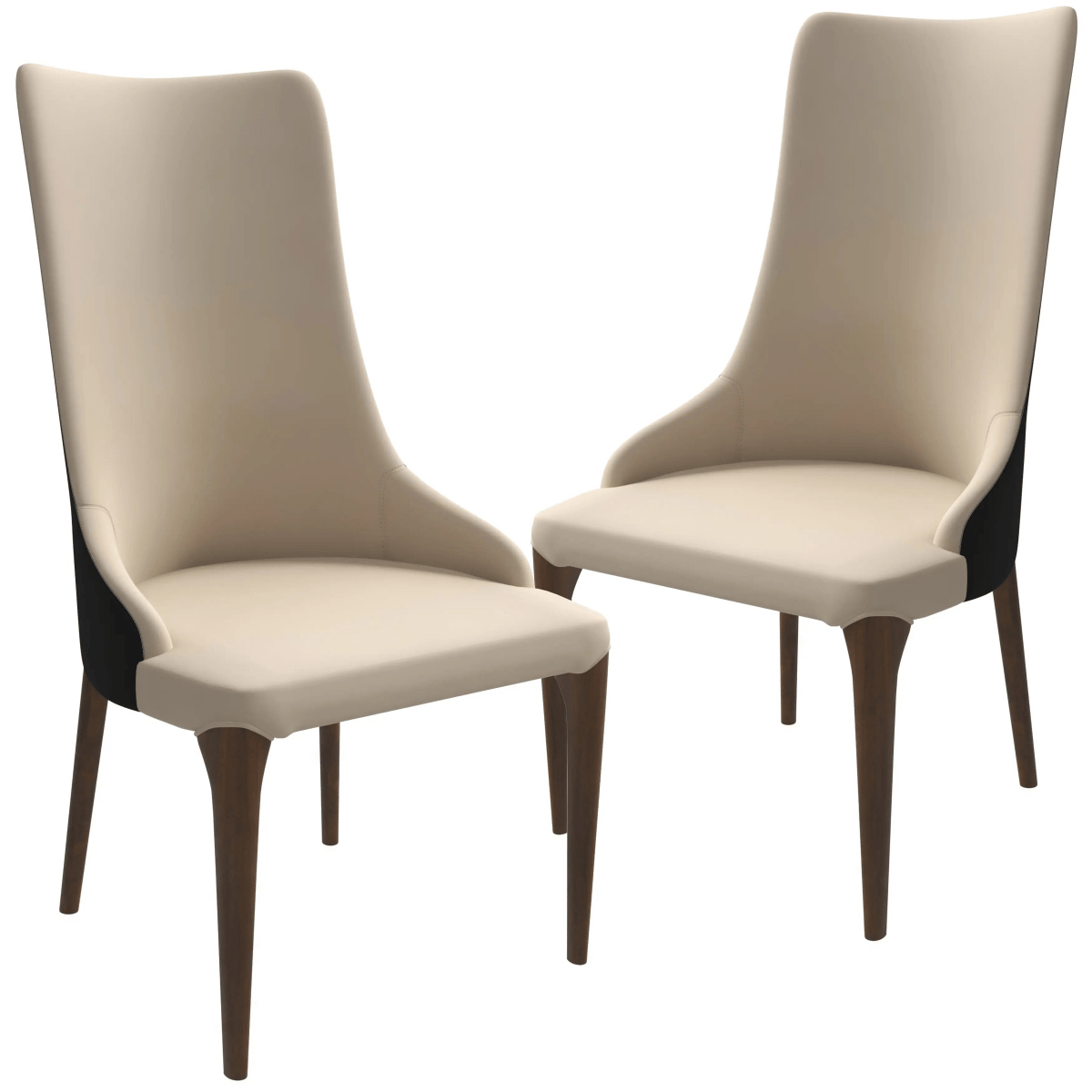 Elm Dining Chair with a Leather/Velvet Seat and a Two - Tone Color Design Backrest in Ash Wood Set of 2