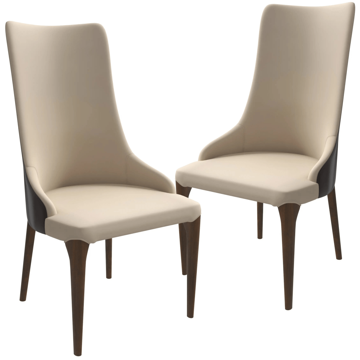 Elm Dining Chair with a Leather/Velvet Seat and a Two - Tone Color Design Backrest in Ash Wood Set of 2