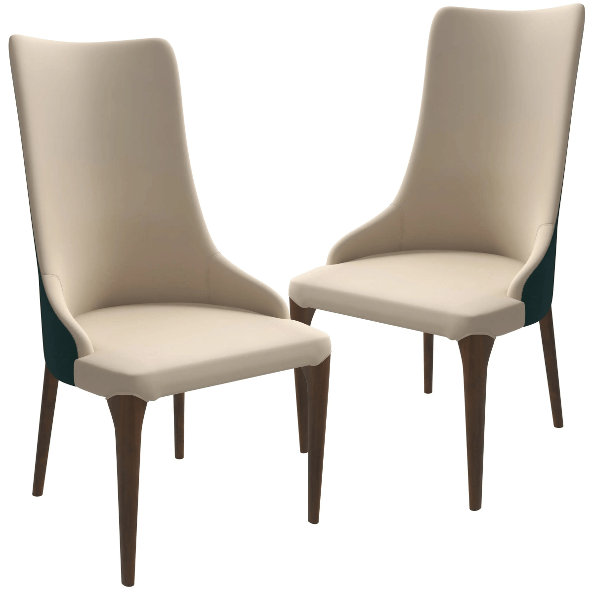 Elm Dining Chair with a Leather/Velvet Seat and a Two - Tone Color Design Backrest in Ash Wood Set of 2