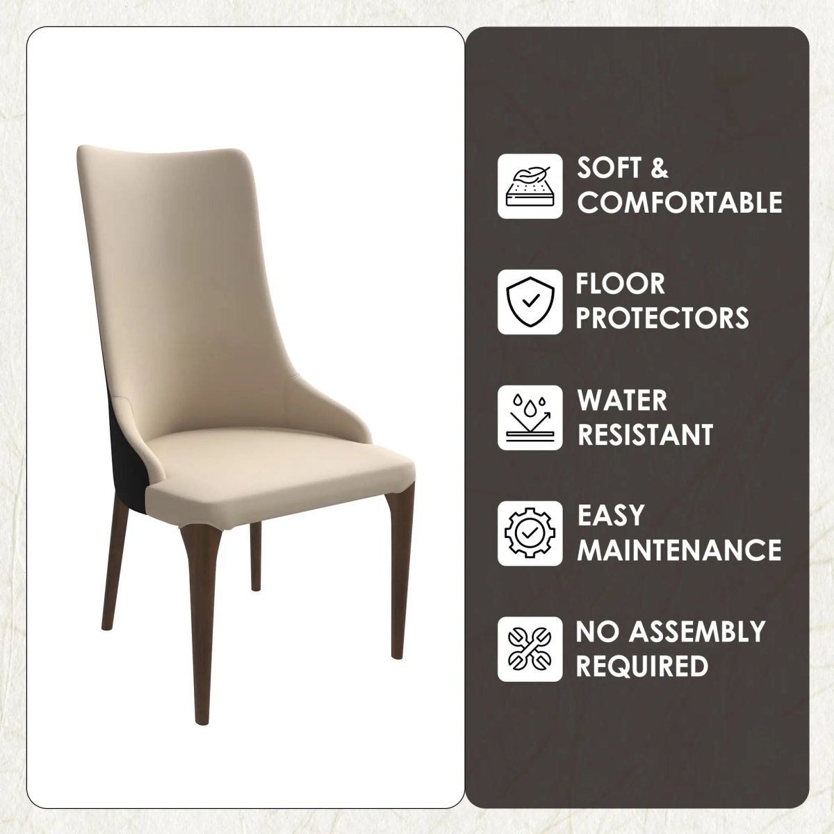 Elm Dining Chair with a Leather/Velvet Seat and a Two - Tone Color Design Backrest in Ash Wood Set of 4