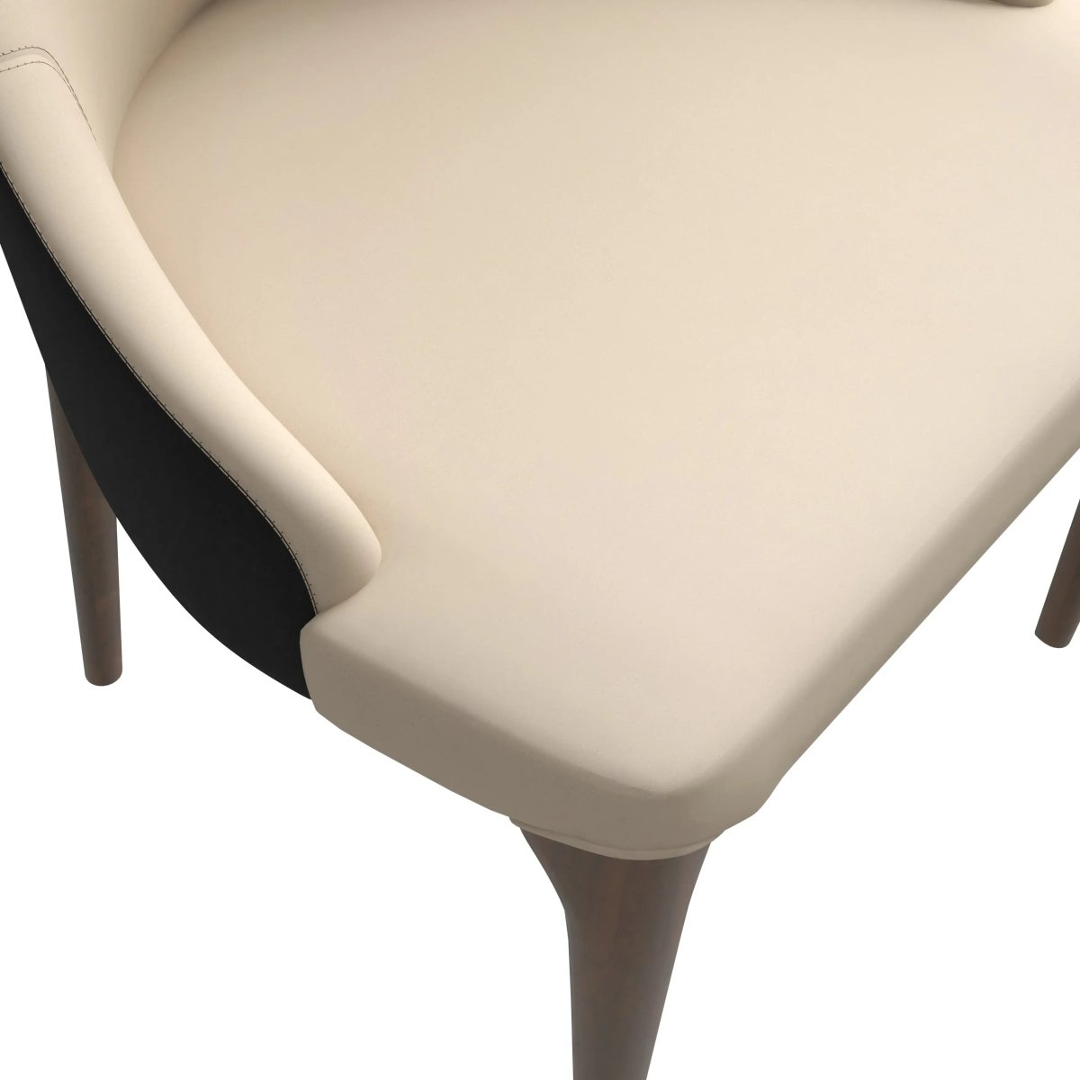 Elm Dining Chair with a Leather/Velvet Seat and a Two - Tone Color Design Backrest in Ash Wood Set of 4