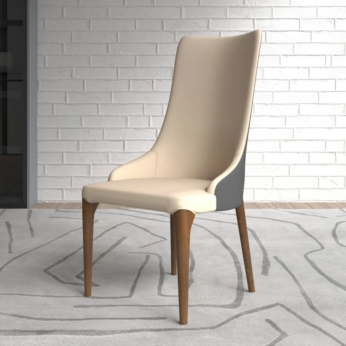 Elm Dining Chair with a Leather/Velvet Seat and a Two - Tone Color Design Backrest in Ash Wood Set of 4