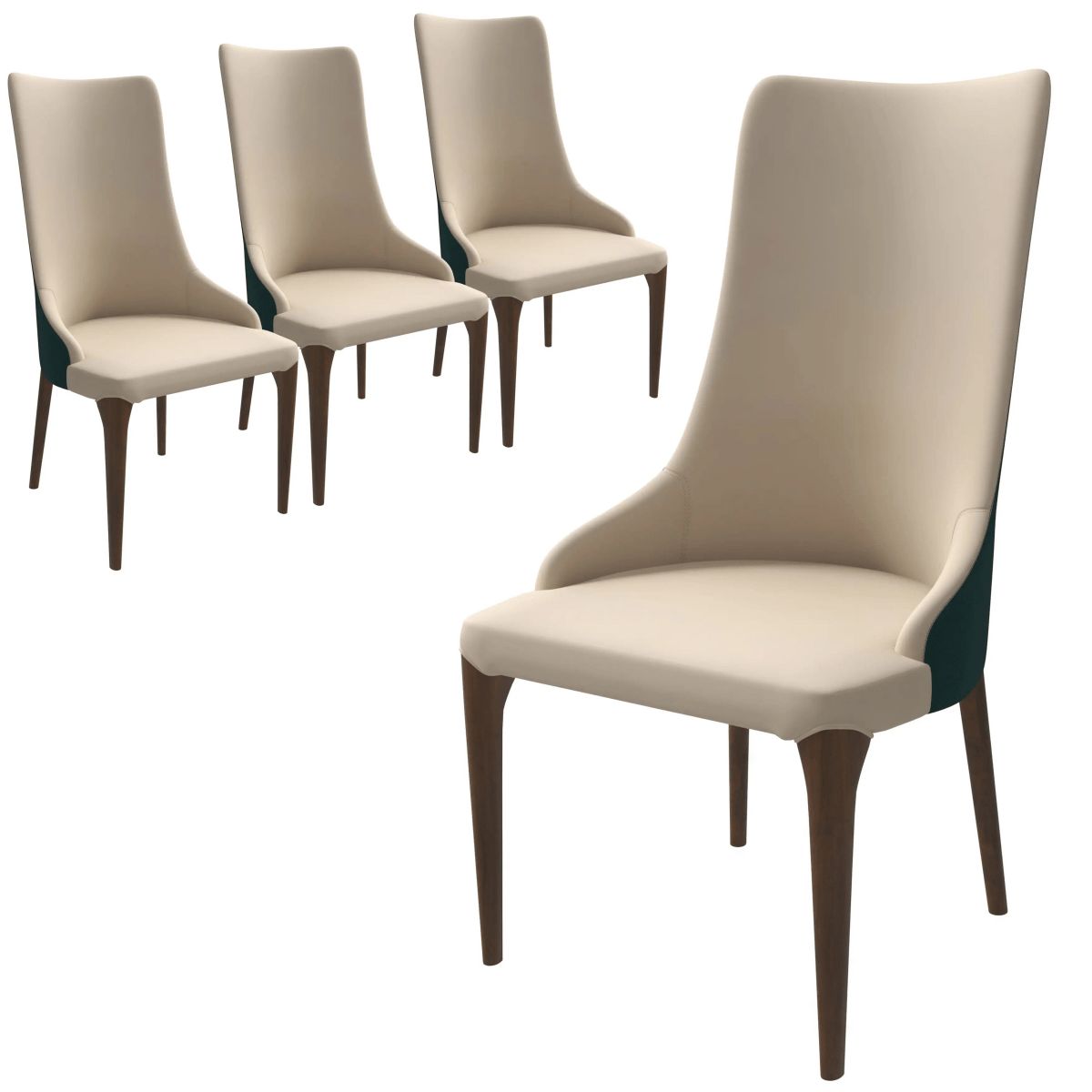 Elm Dining Chair with a Leather/Velvet Seat and a Two - Tone Color Design Backrest in Ash Wood Set of 4