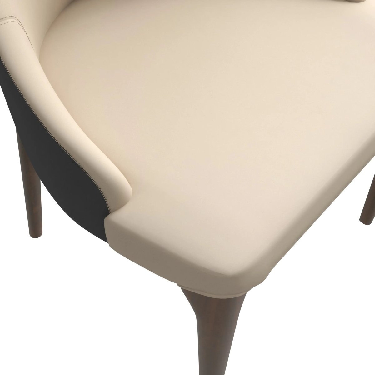 Elm Dining Chair with a Leather/Velvet Seat and a Two - Tone Color Design Backrest in Ash Wood Set of 4