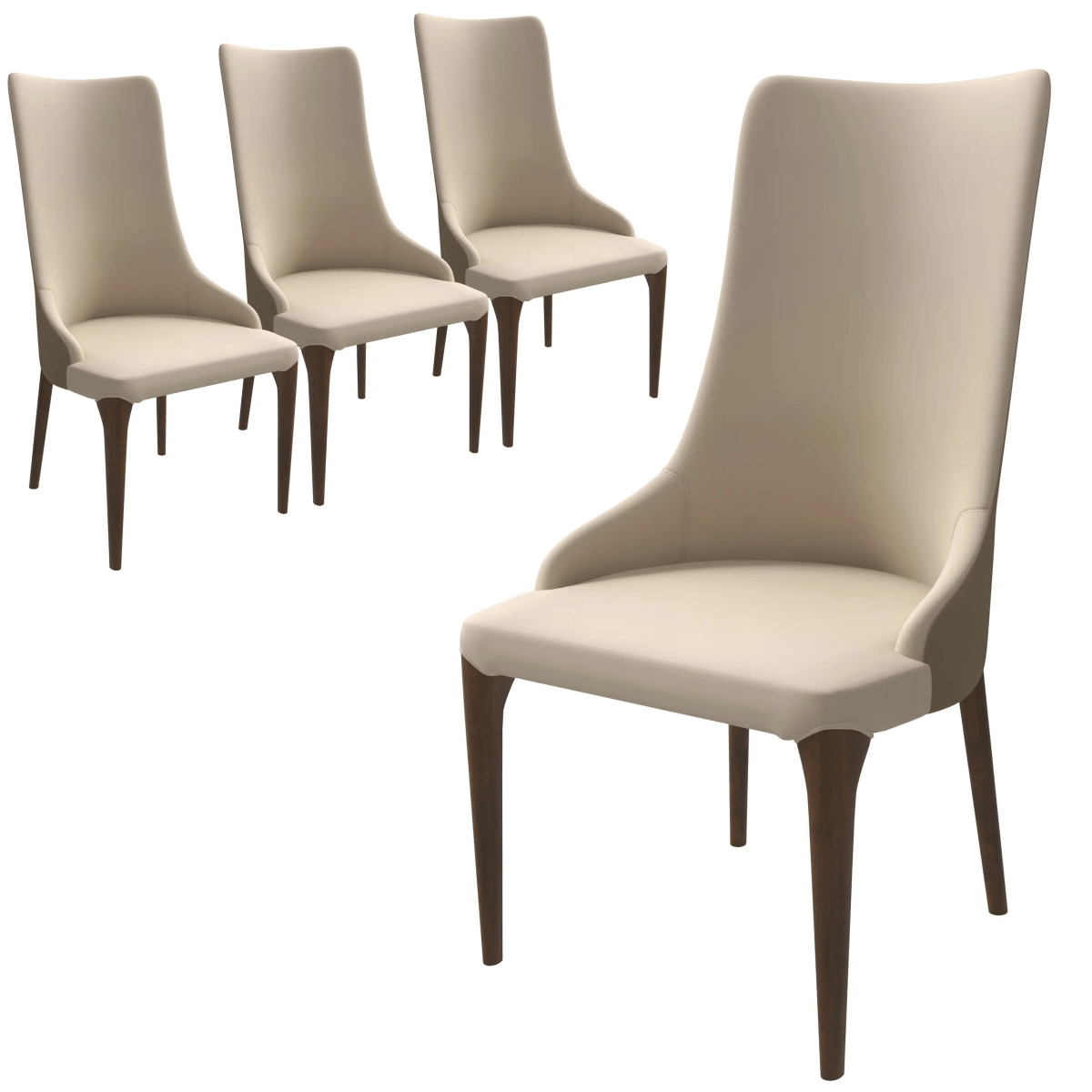 Elm Dining Chair with a Leather/Velvet Seat and a Two - Tone Color Design Backrest in Ash Wood Set of 4