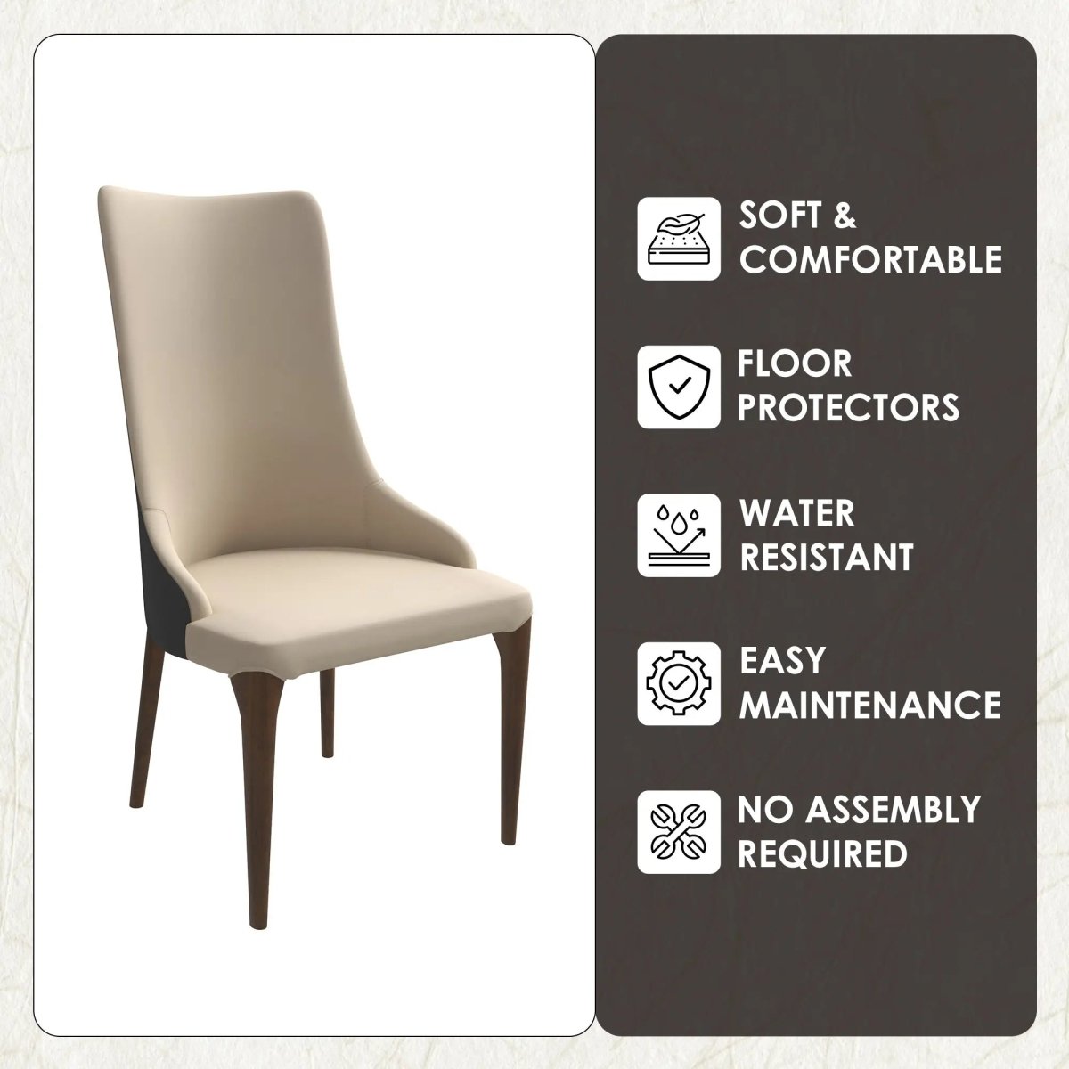 Elm Dining Chair with a Leather/Velvet Seat and a Two - Tone Color Design Backrest in Ash Wood Set of 4