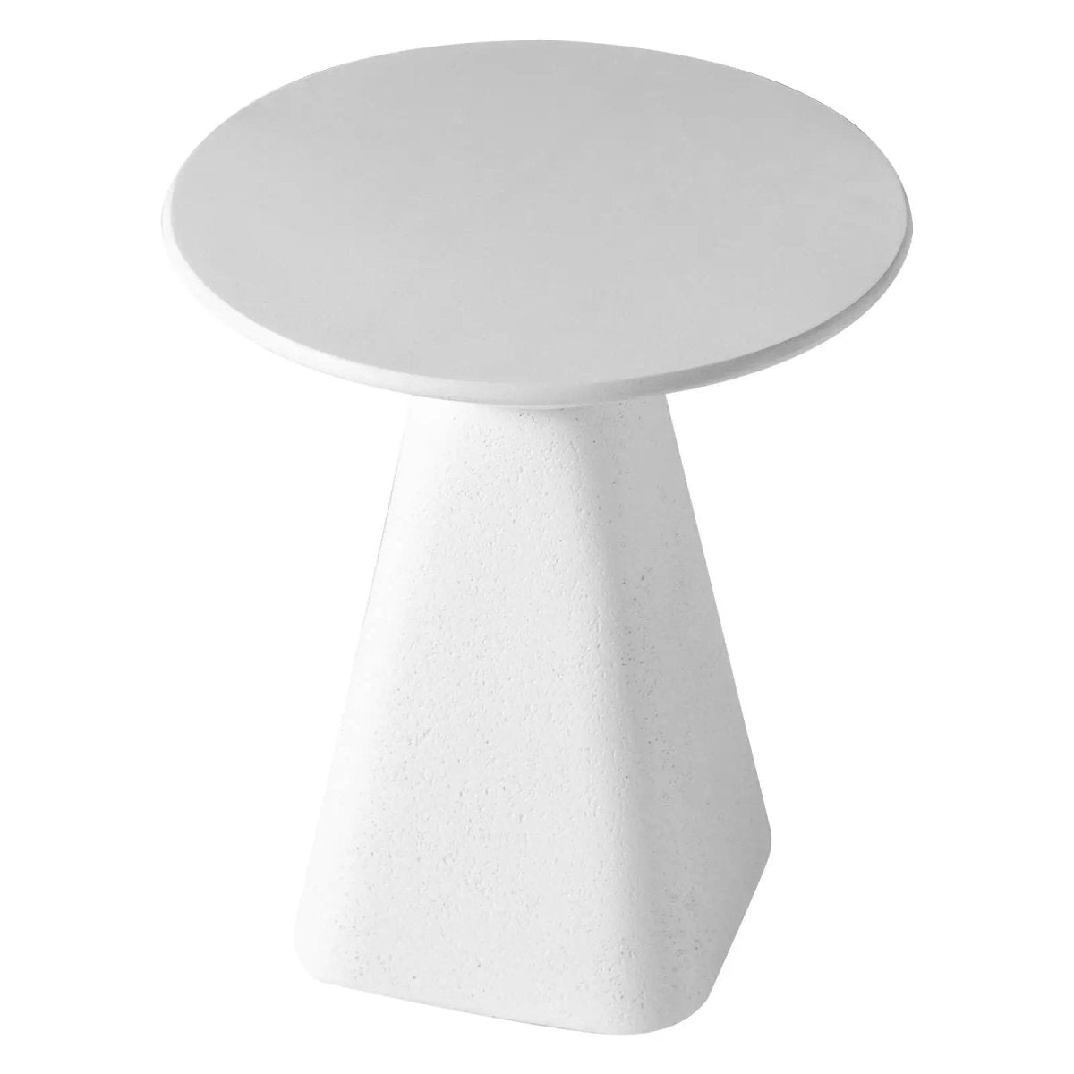 Elsie 18" Wide Circular Fiberstone Side Table with Powder - Coated Finish for Indoor/Outdoor Use