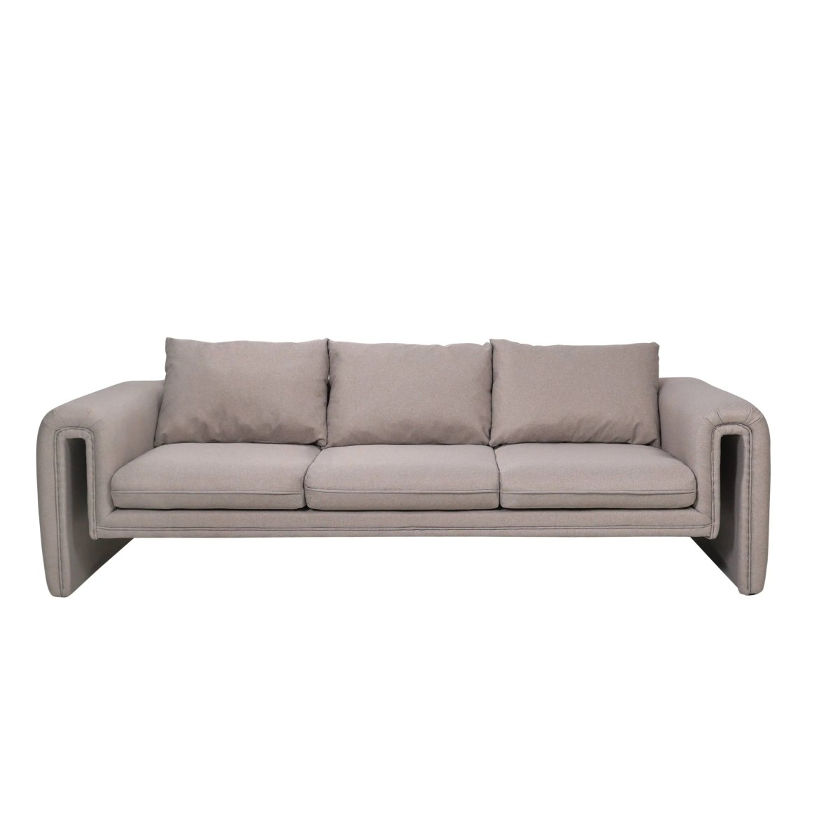 Ely Three - Seater Sofa Upholstered in Linen with Iron Frame and Removable Cushions