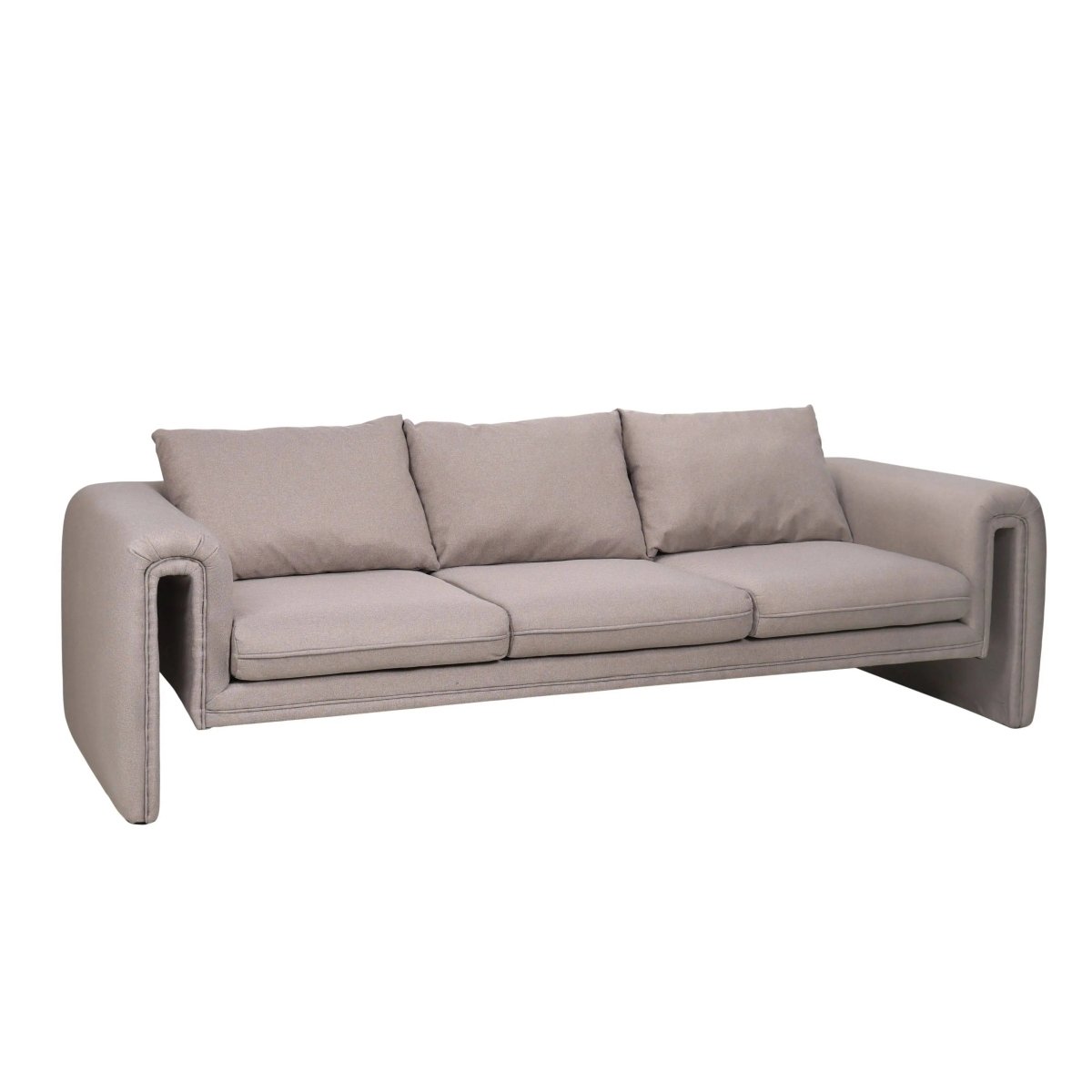 Ely Three - Seater Sofa Upholstered in Linen with Iron Frame and Removable Cushions