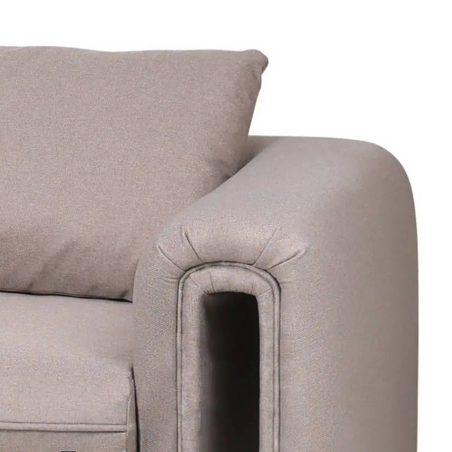 Ely Three - Seater Sofa Upholstered in Linen with Iron Frame and Removable Cushions