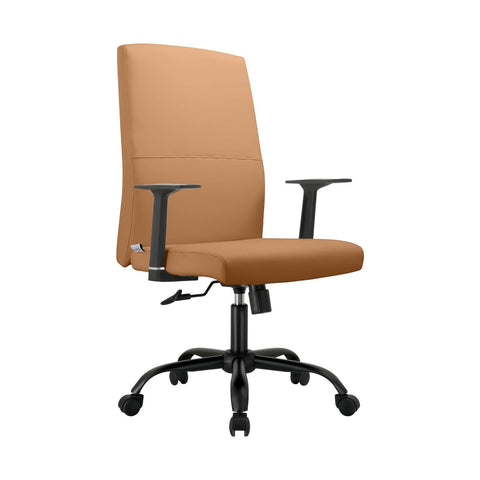Evander Leather Office Chair in Aluminum with Adjustable Height and Swivel