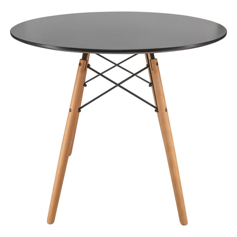 Dover 31"/47" Round Bistro Dining Table With Glass/MDF Tabletop and Beech Wood Eiffel Base