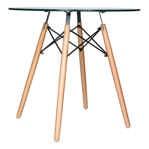 Dover 31"/47" Round Bistro Dining Table With Glass/MDF Tabletop and Beech Wood Eiffel Base