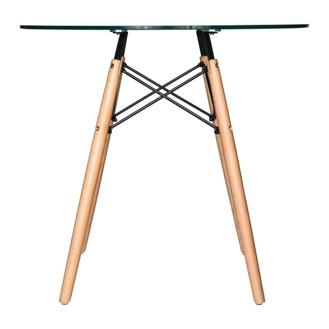 Dover 31"/47" Round Bistro Dining Table With Glass/MDF Tabletop and Beech Wood Eiffel Base