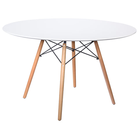 Dover 31"/47" Round Bistro Dining Table With Glass/MDF Tabletop and Beech Wood Eiffel Base