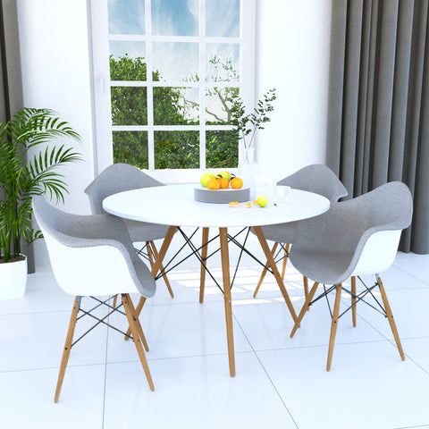 Dover 31"/47" Round Bistro Dining Table With Glass/MDF Tabletop and Beech Wood Eiffel Base