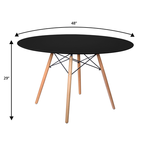 Dover 31"/47" Round Bistro Dining Table With Glass/MDF Tabletop and Beech Wood Eiffel Base