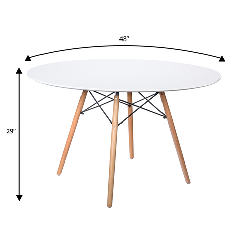 Dover 31"/47" Round Bistro Dining Table With Glass/MDF Tabletop and Beech Wood Eiffel Base